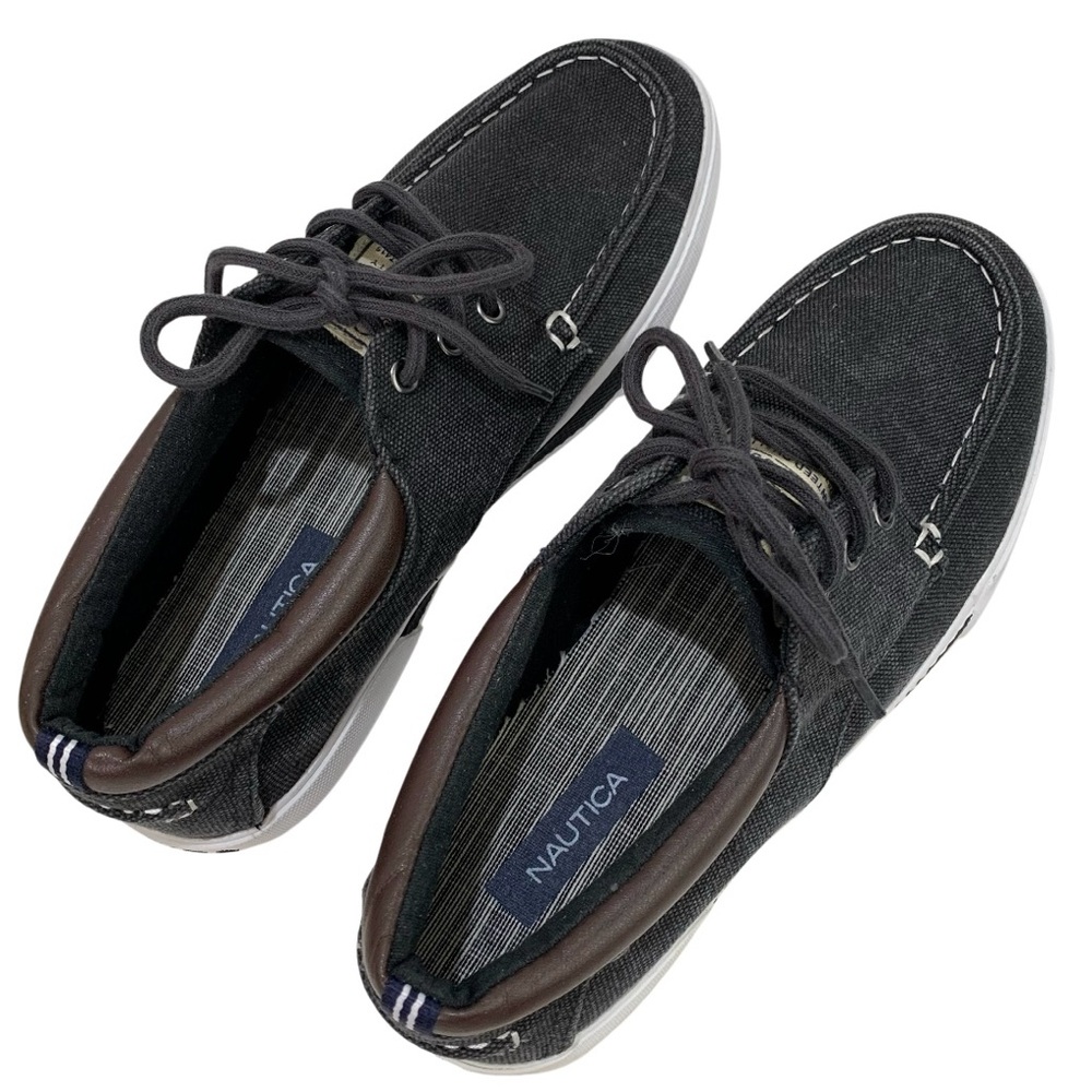 Nautica Men’s Charcoal and White Canvas Boat Shoes Size 8 Travel Cruise Vacation - Picture 3 of 10
